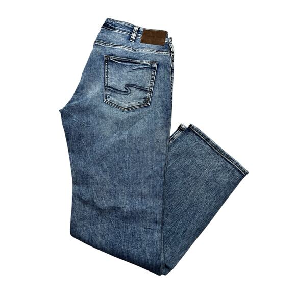 Silver Allan Slim Fit Straight Leg Jeans Mens 36 x 32 Blue Medium Wash Denim Y2K - Picture 13 of 16